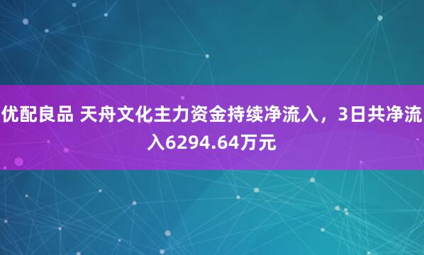 优配良品 天舟文化主力资金持续净流入，3日共净流入6294.64万元