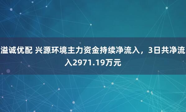溢诚优配 兴源环境主力资金持续净流入，3日共净流入2971.19万元