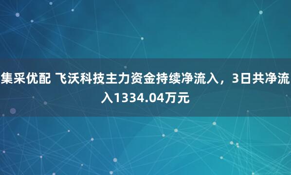 集采优配 飞沃科技主力资金持续净流入，3日共净流入1334.04万元