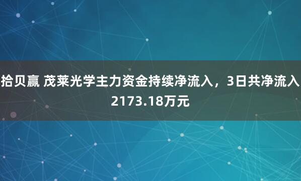 拾贝赢 茂莱光学主力资金持续净流入，3日共净流入2173.18万元