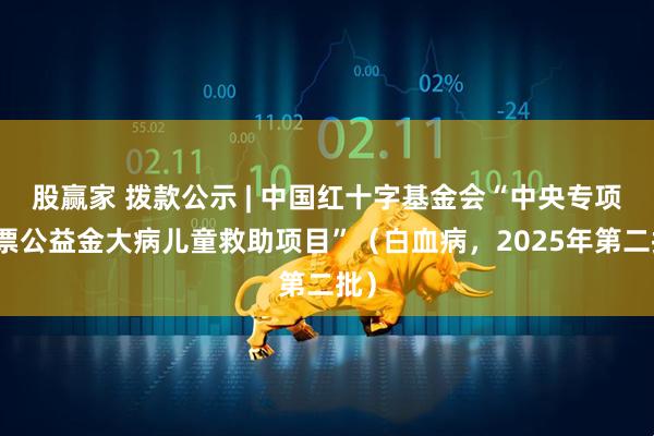股赢家 拨款公示 | 中国红十字基金会“中央专项彩票公益金大病儿童救助项目”（白血病，2025年第二批）
