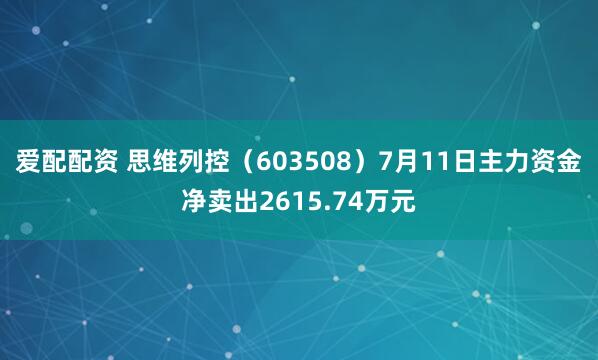 爱配配资 思维列控（603508）7月11日主力资金净卖出2615.74万元