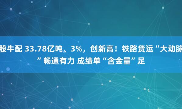 股牛配 33.78亿吨、3%，创新高！铁路货运“大动脉”畅通有力&#32;成绩单“含金量”足